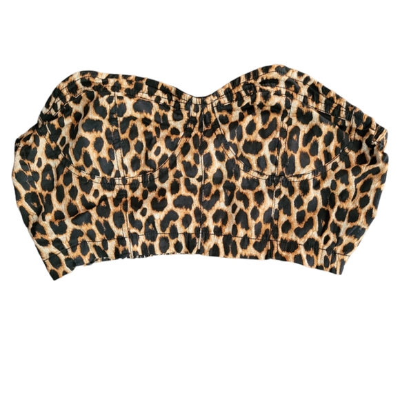 Leopard print Strapless Bralette/Crop top Size M - Picture 1 of 5